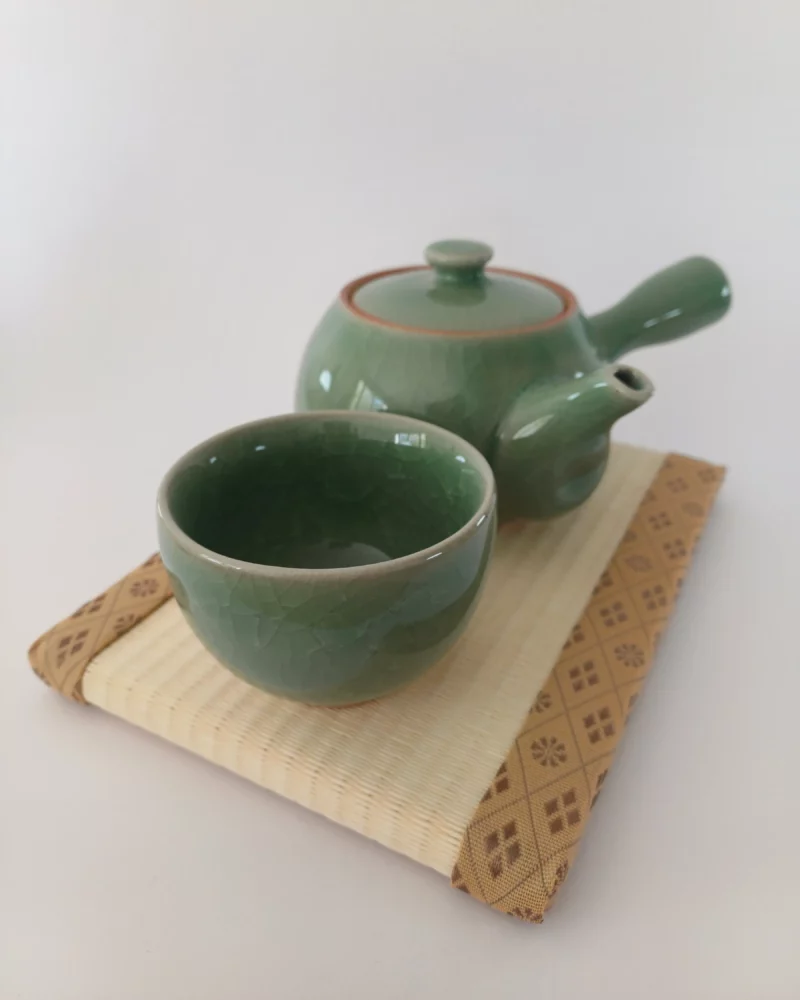 Théière Kyūsu et tasse yunomi - Céladon vert